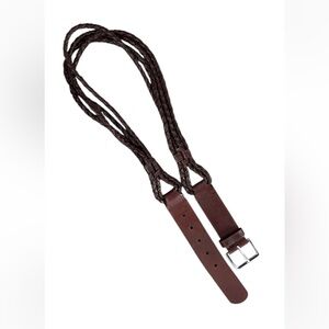 Ann Taylor Brown Leather Braided Belt with Silver Buckle Women M